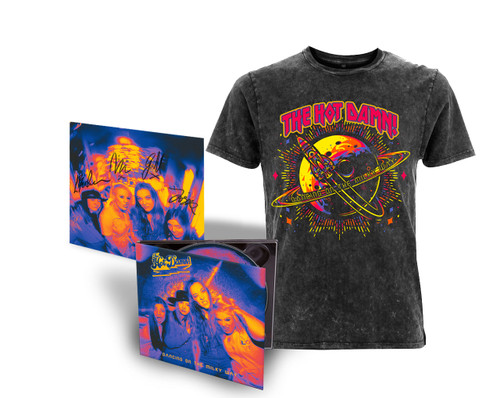 The Hot Damn! 'Dancing On The Milky Way' CD & T-Shirt (Acid Wash) Bundle with HAND SIGNED PHOTO CARD